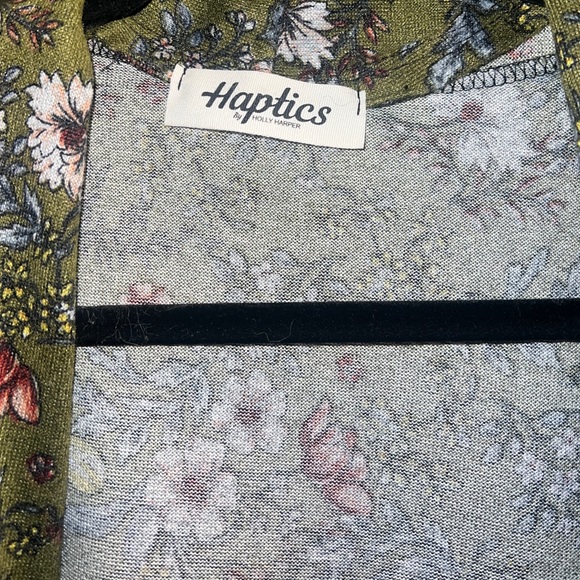 Green Mixed Print Maxi Cuff w/ Thumbholes Duster Cardigan - Picture 9 of 11